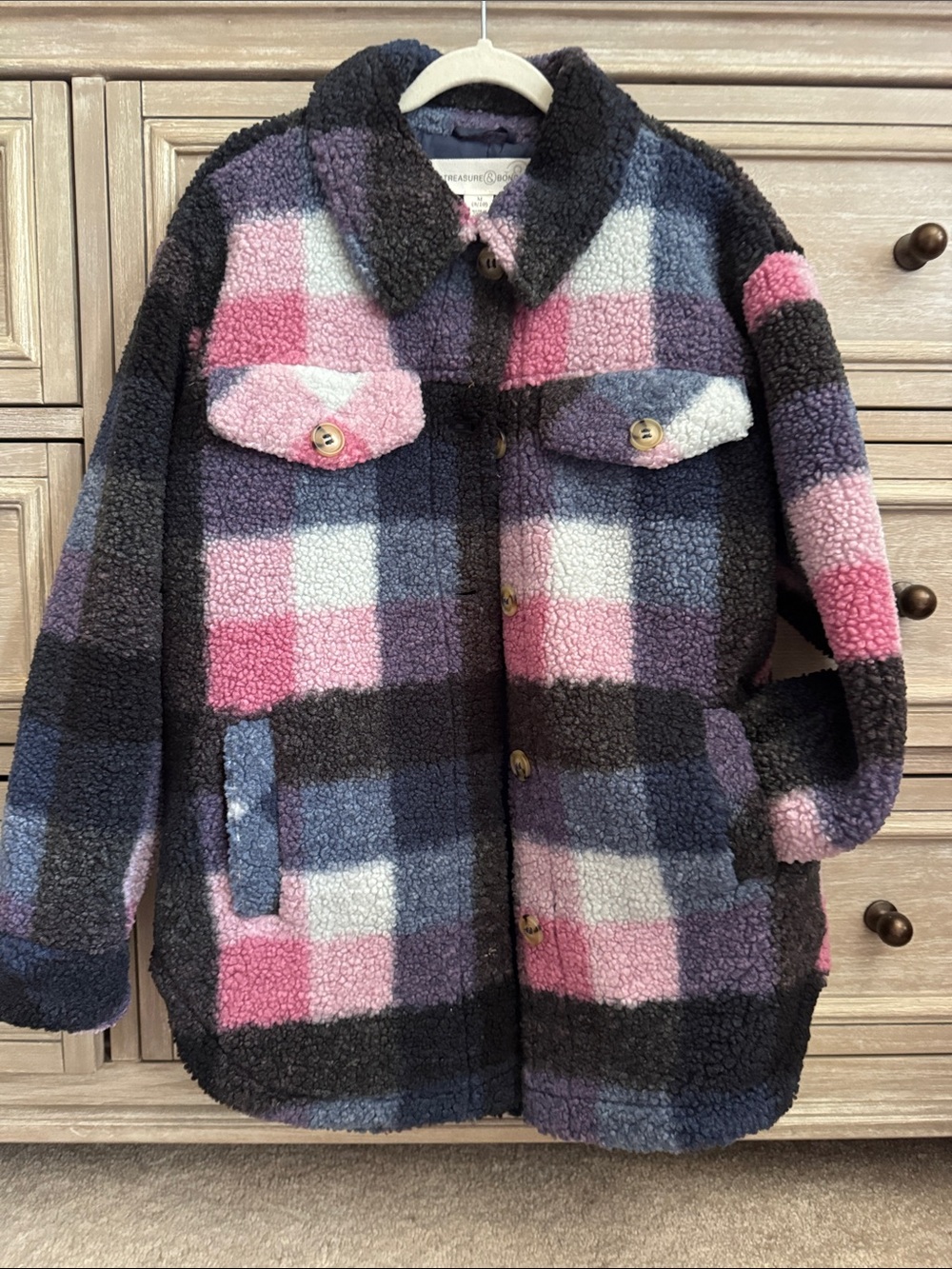 Treasure & Bond Multicolor Sherpa Plaid Jacket